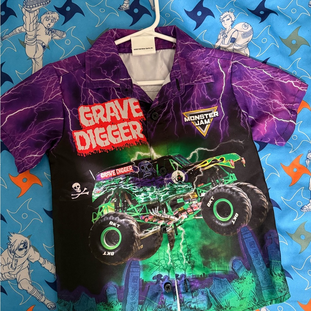 Purple and Black Button Down Shirt with Dynamic Design